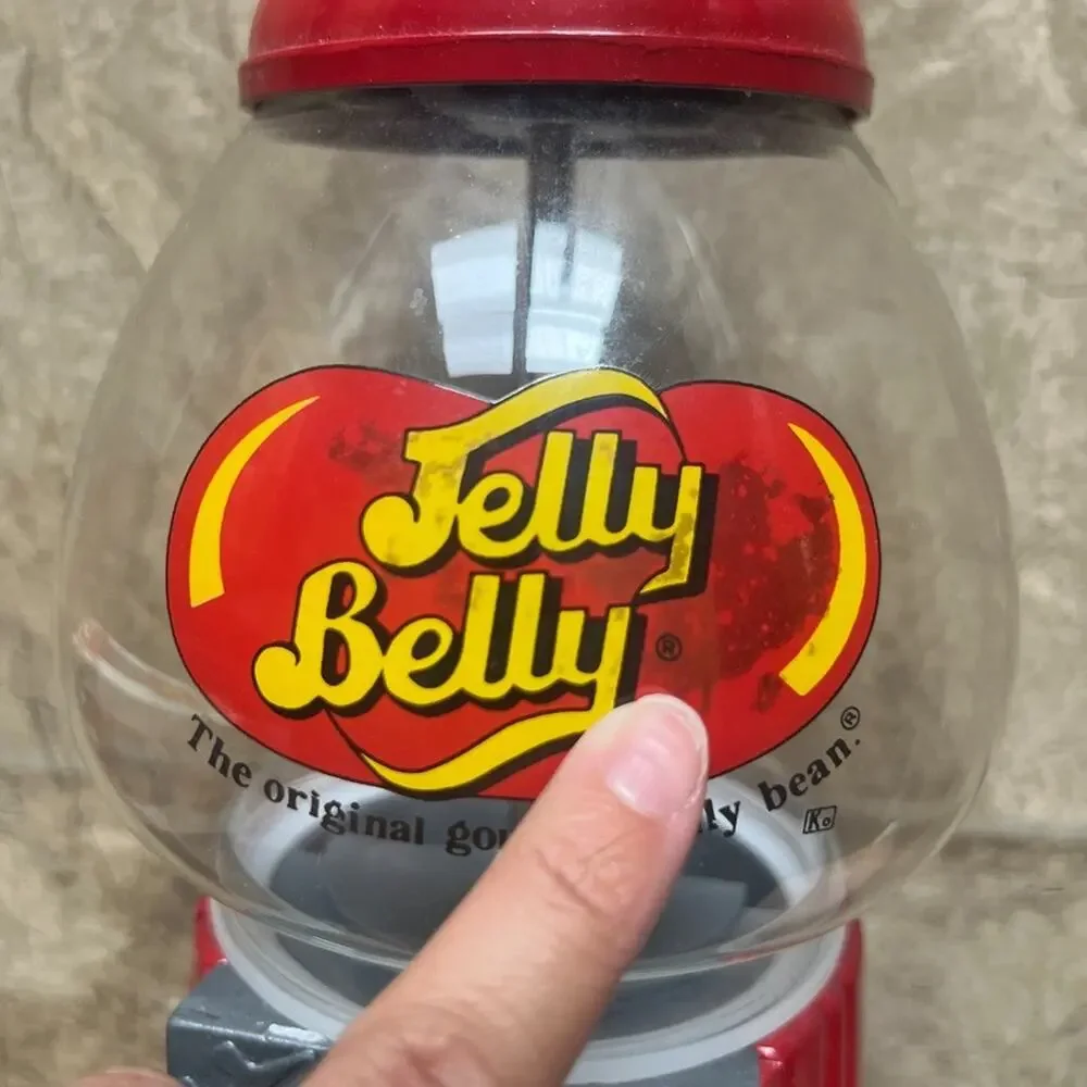 Vtg 90s Jelly Belly Bean Machine Dispenser Metal Coin Bank Retro Nostalgic Candy